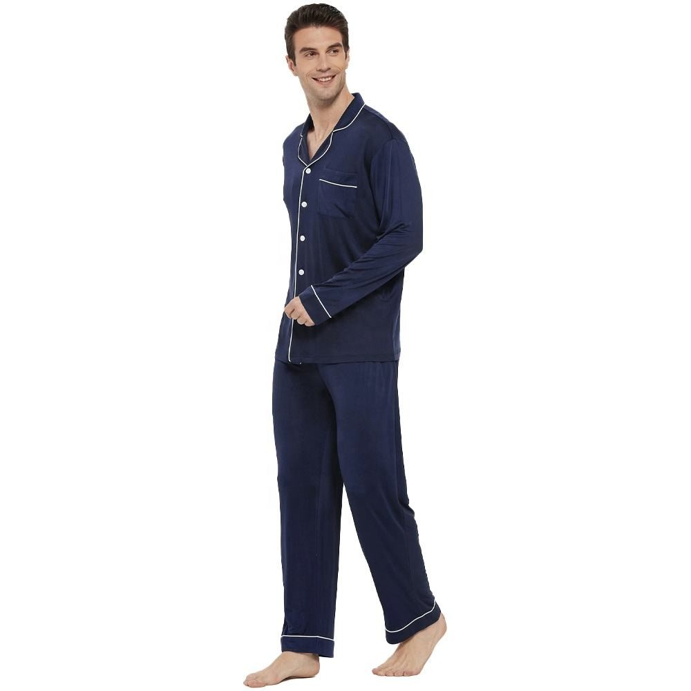 Best Selling Men Two Piece Sleepwear Set Fully Customized PJ Full Sleeves for night wear Casual Button Down 2 Piece Sleep Suit